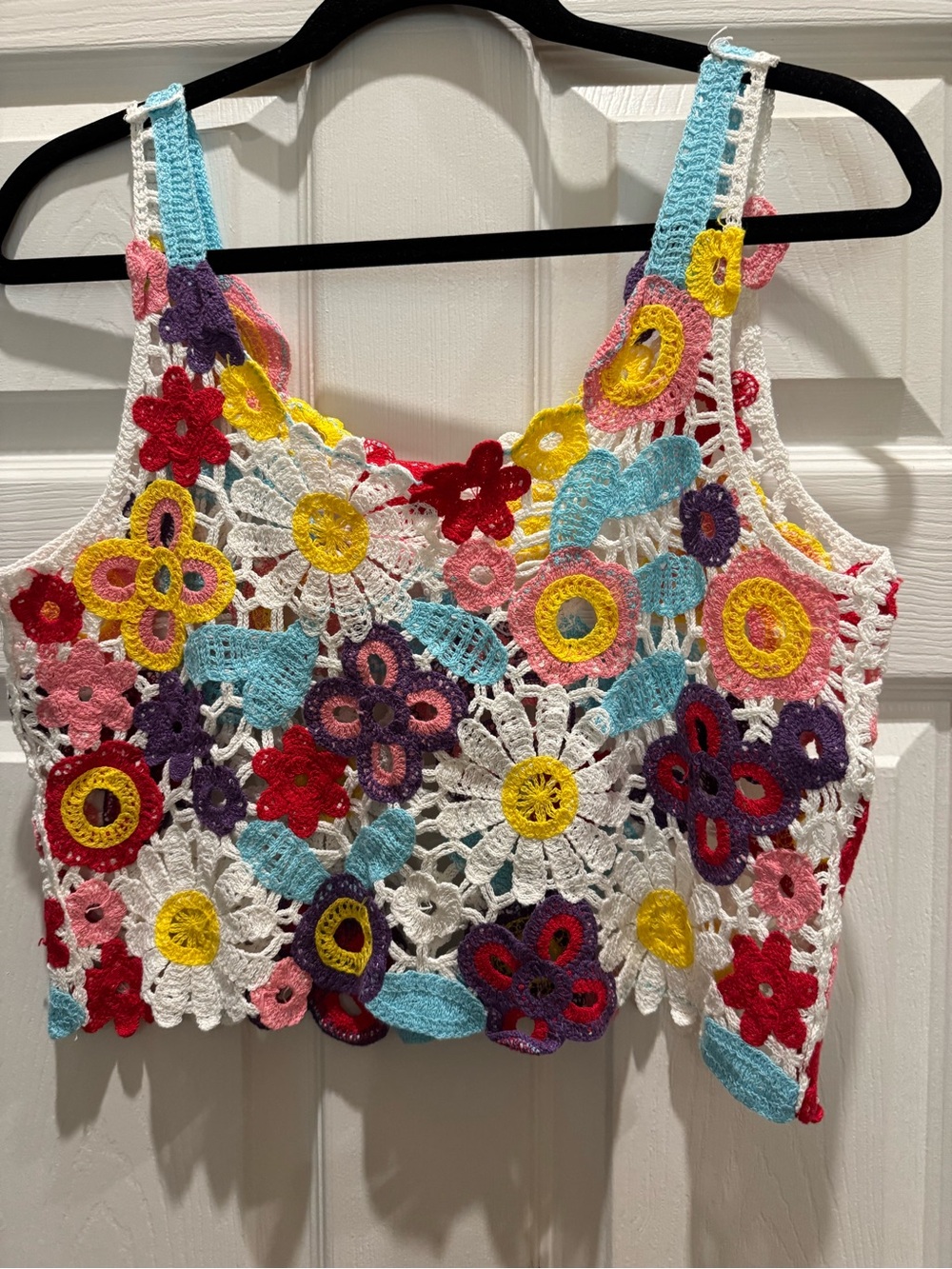 Crochet Floral Lace Boho Tank Top - Handmade - Multicolor: 17” Pit to Pit